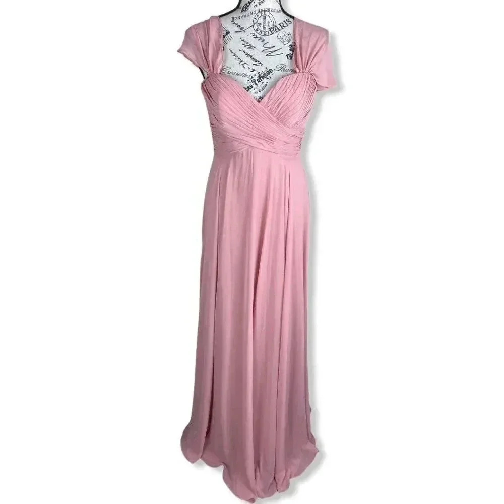 Dessy Collection Off-The-Shoulder Chiffon Gown